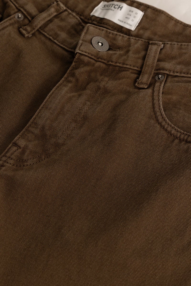 سنيتش جينز واسع فضفاض بني مريح - Image 2